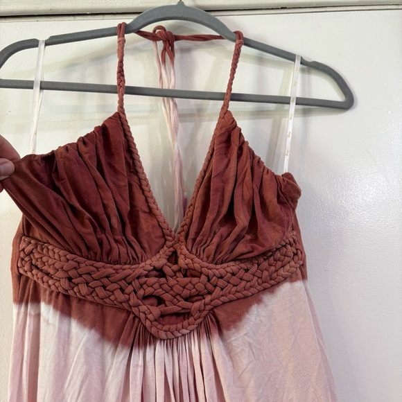 Vintage SKY Tie Dye Maxi Dress Crochet Halter Boho Festival Gypsy Romantic M - Picture 2 of 8
